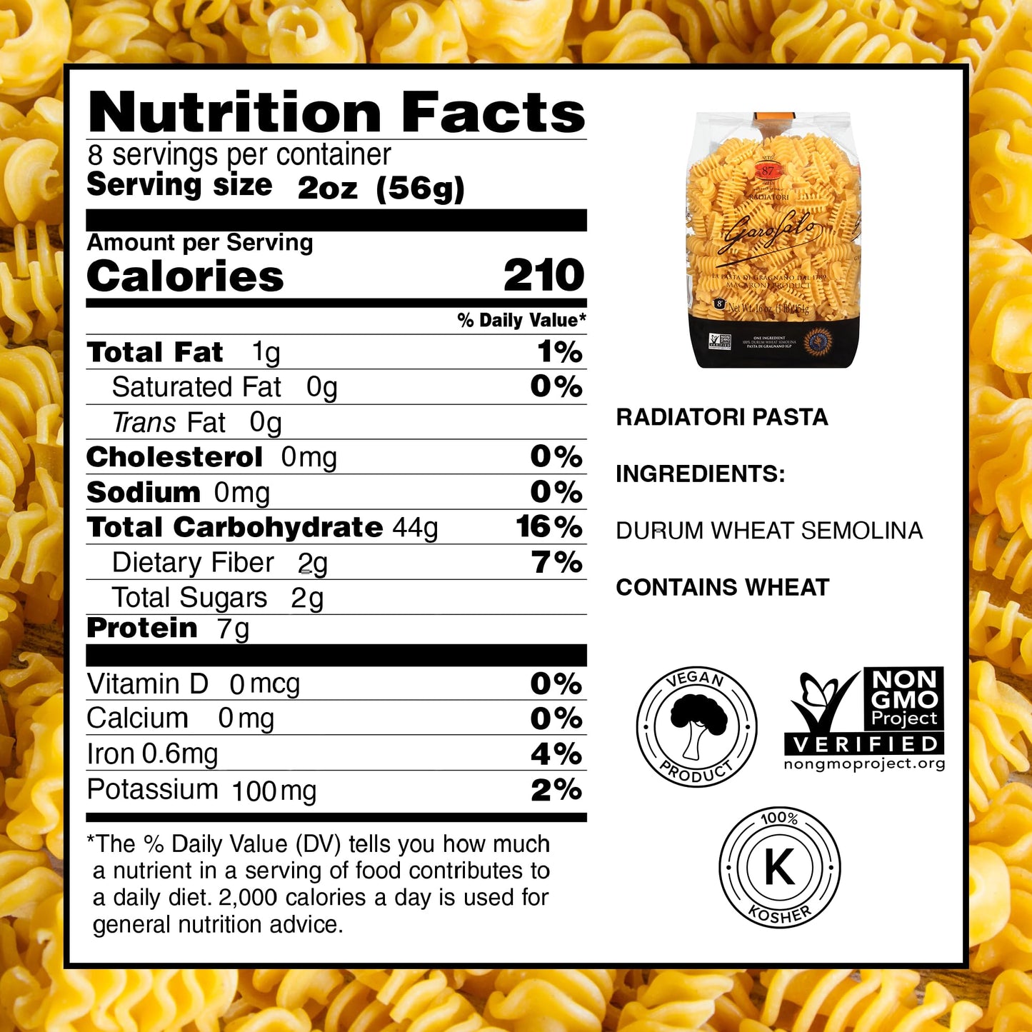 Garofalo - Premium Durum Wheat Semolina Radiatori Pasta Italian Made, Bronze-Drawn, Al-Dente, One-Ingredient Pasta (4 pack)