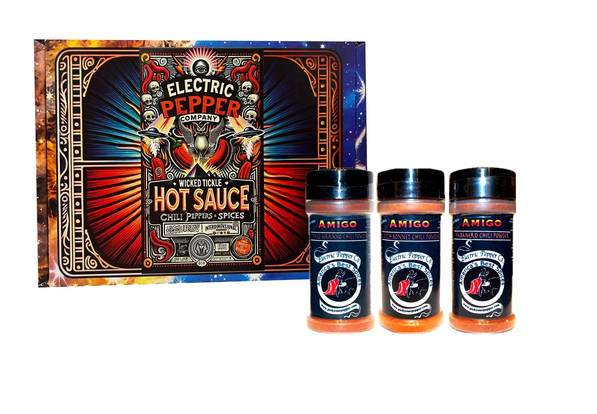 Spice Gift Set Chili Pepper Powder Habanero Scotch Bonnet Serrano Chipotle Amigo Hot