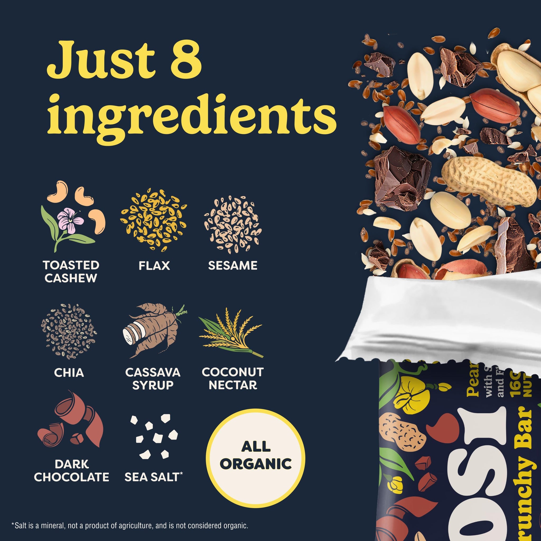 Tosi Meal Nut Bars, Peanut Dark Chocolate, Healthy Snacks for Adults & Kids, Crunchy Plant Based Protein Bar (16G), Keto Snacks, Vegan, Gluten & Soy