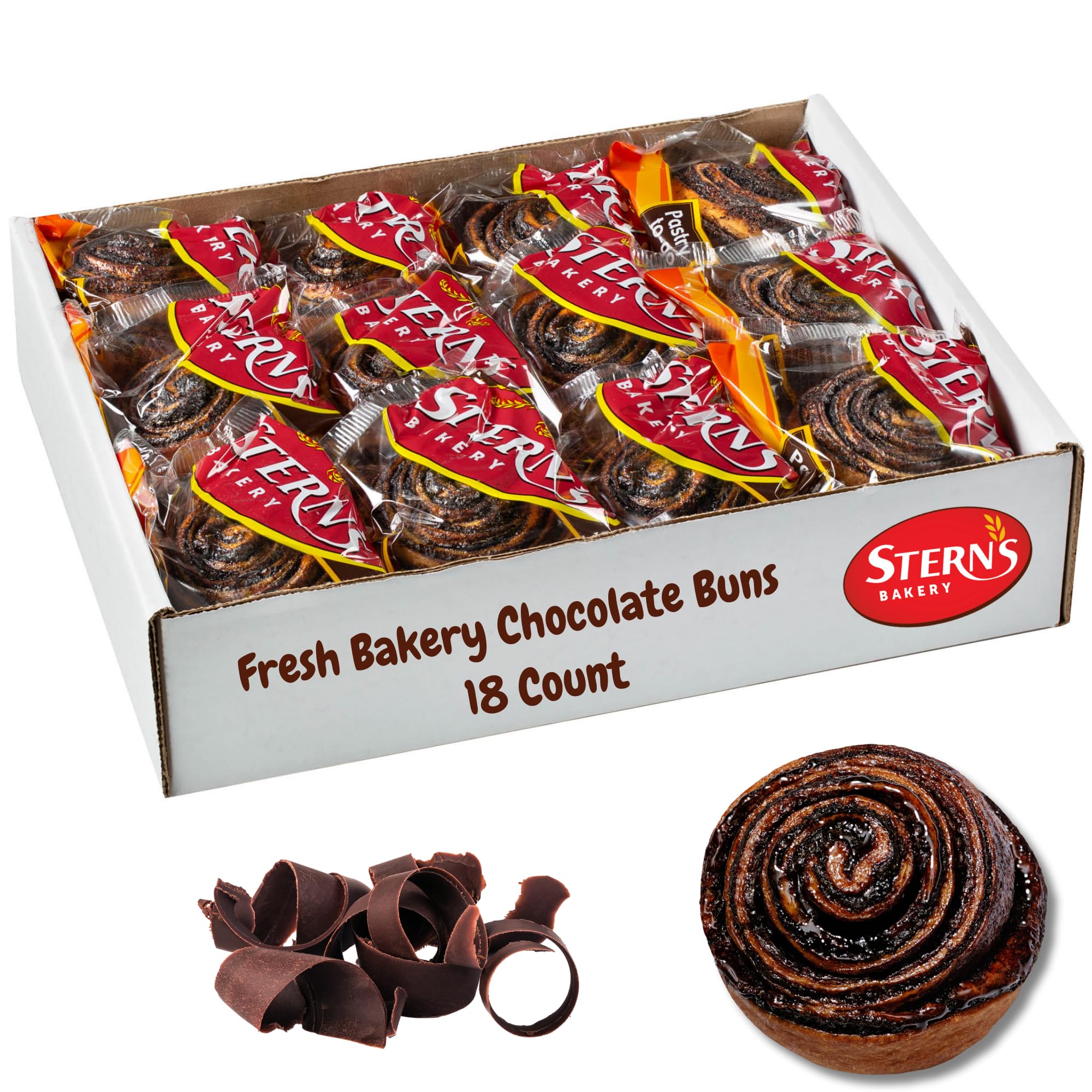 Chocolate Breakfast Pastries | 18 Cookies Individually Wrapped | Chocolate Bun Snack Cakes | On the Go Snacks for Kids & Adults | Great Travel Food |