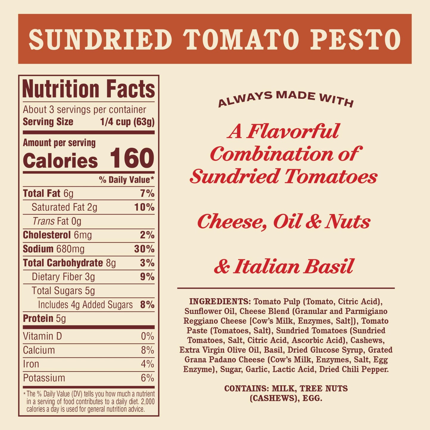 Rao's Homemade Sun Dried Tomato Pesto Sauce, 6.7 oz