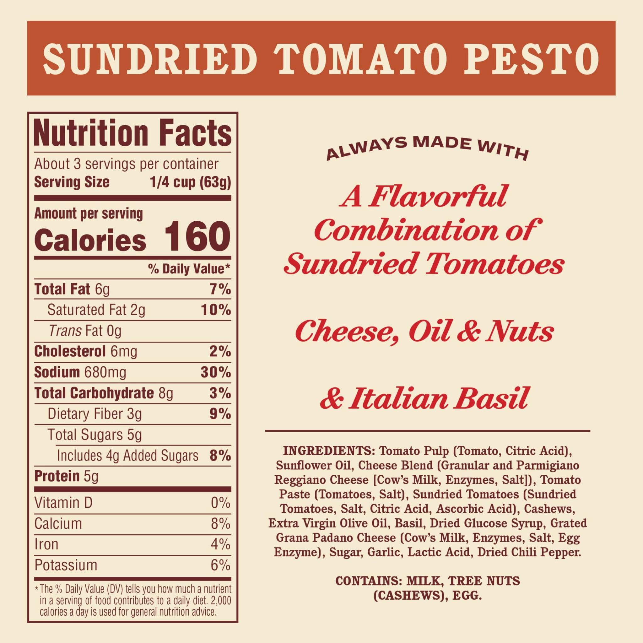 Rao's Homemade Sun Dried Tomato Pesto Sauce, 6.7 oz