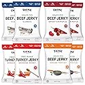 Think Jerky Beef and Turkey Jerky Variety Pack, Classic, Sweet Chipotle, Sriracha Honey, Sesame Teriyaki, Healthy Meat Snack, Low Calorie Low Fat