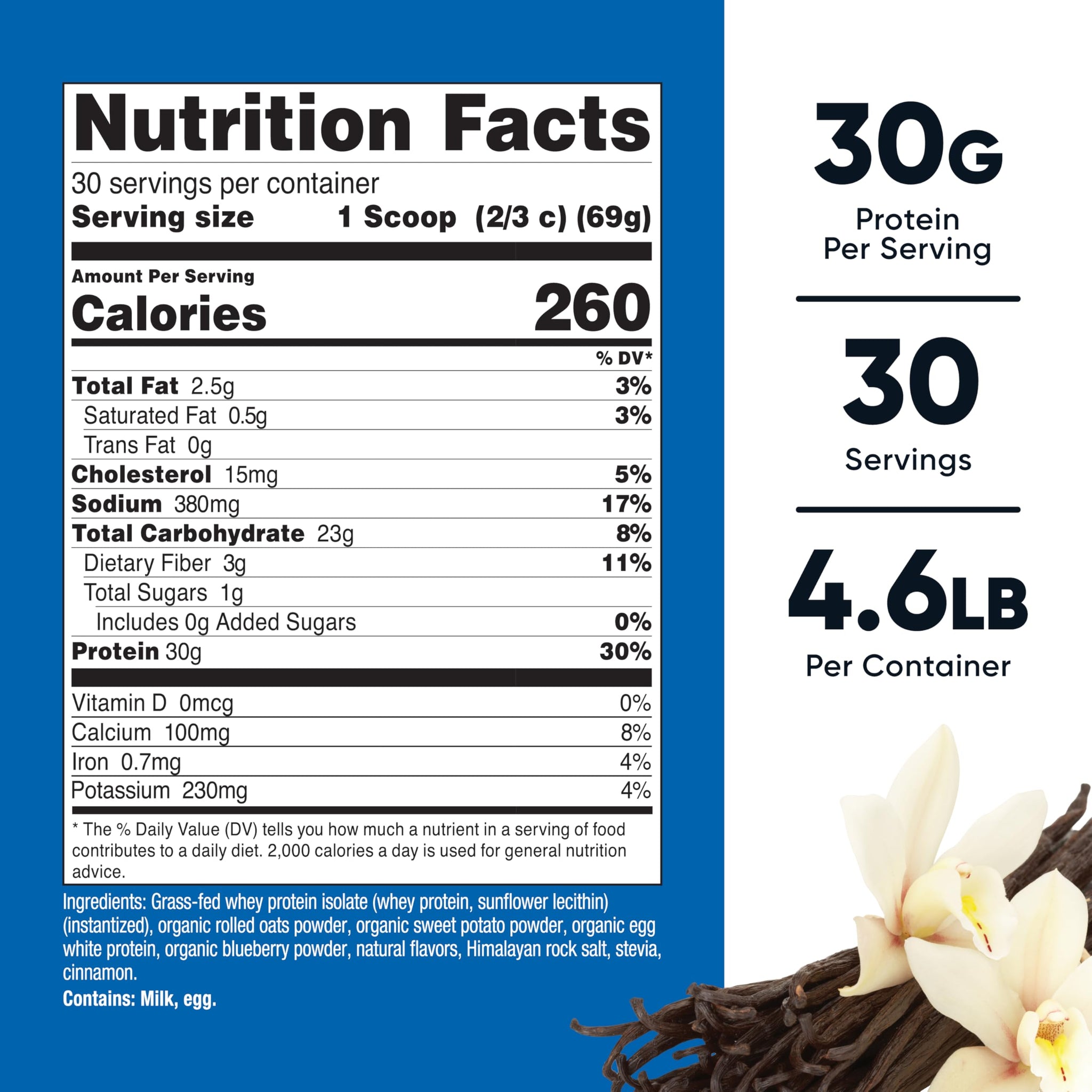 Nutricost Meal Replacement Shake Powder (Vanilla) 4.6 LBS - 30g of Protein with Fiber, GMO-Free, Gluten-Free, 30 Servings