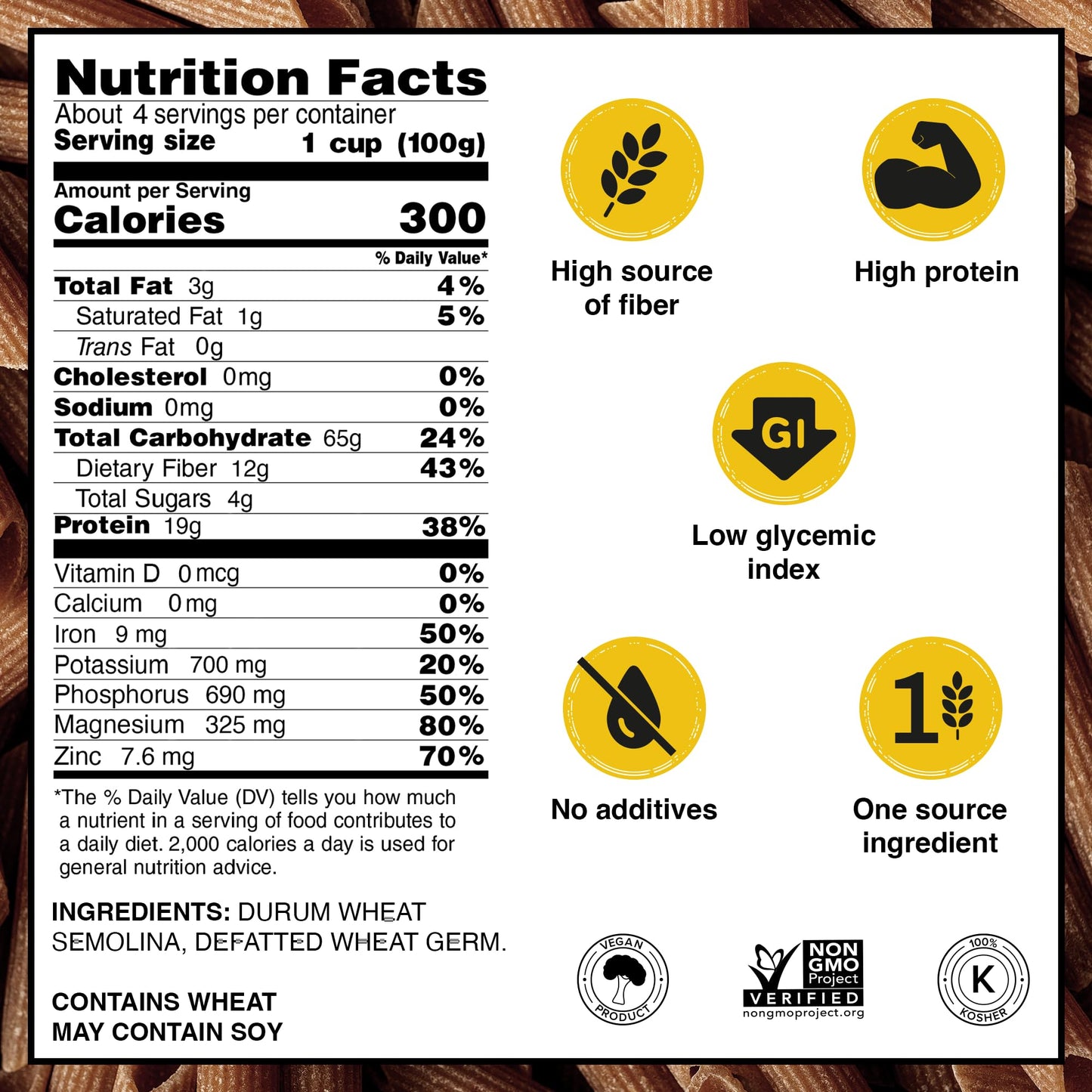 Garofalo - High Protein Penne Rigate Pasta | Premium Durum Wheat Semolina with 19g Protein & 12g Fiber | Italian Made, Bronze-Drawn, PGI Certified (16