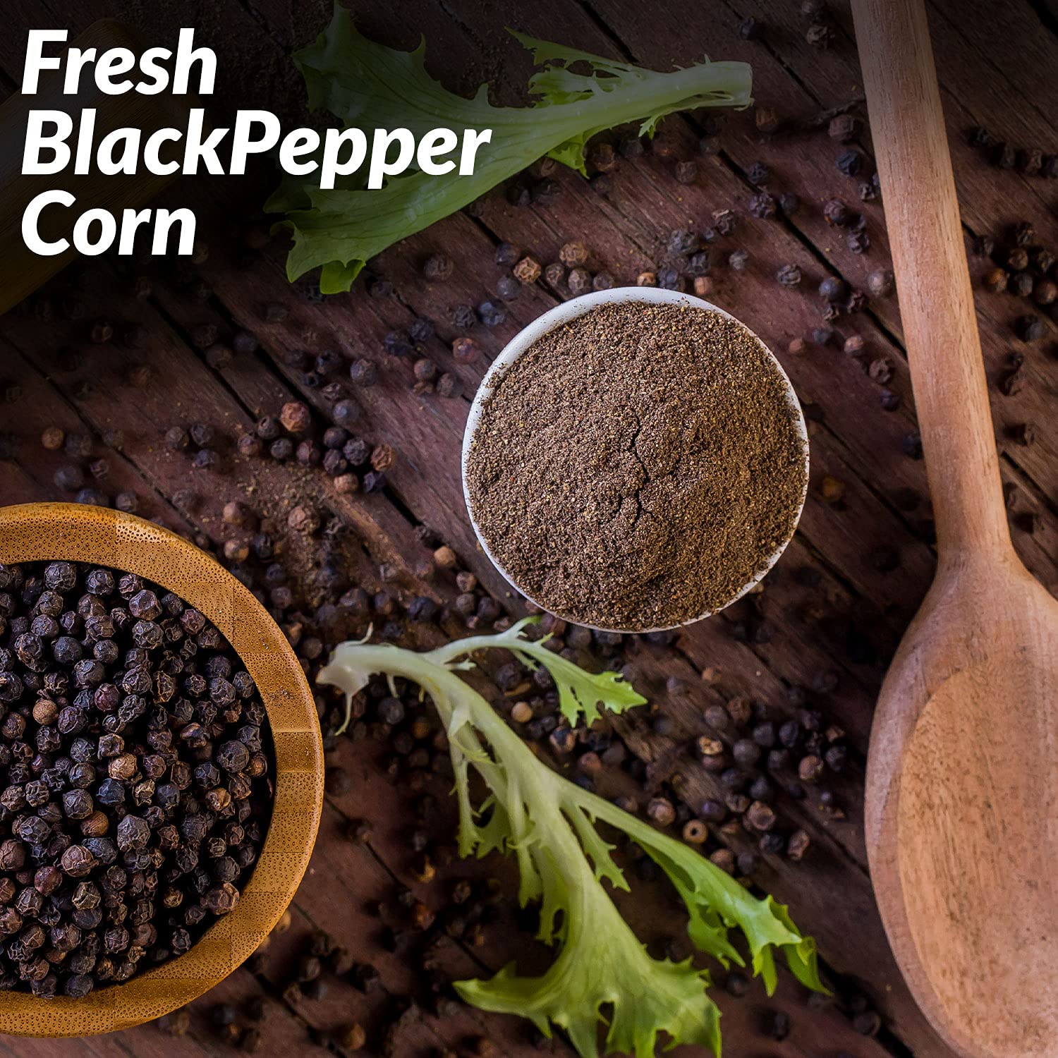 Himalayan Chef Whole Black Peppercorns, Square Plastic Grinder-6.17oz