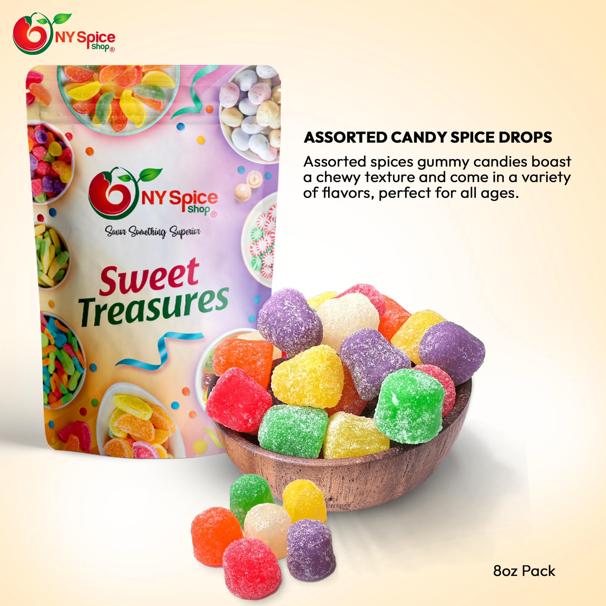 NY SPICE SHOP Assorted Spice Drops - Spice Drops - Gum Drops Candy - Gum Drops - Gumdrops - Spiced Gum Drops - Gumdrops Candy - Mini Gum Drops - Spicy
