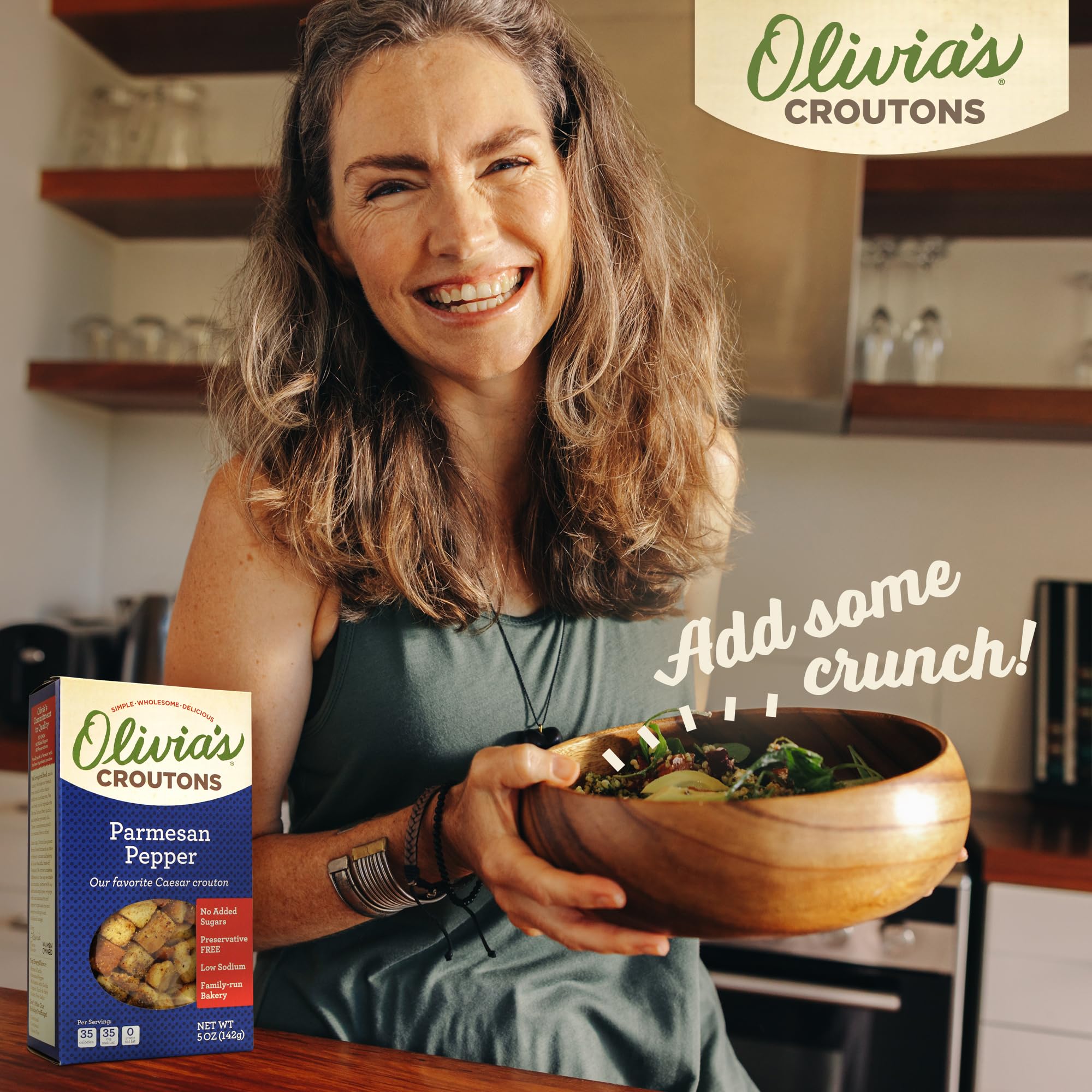 Olivia's Croutons Parmesan Pepper Croutons for Caesar Salad & Soup Topping - Real Parmesan Cheese, Garlic & Virgin Olive Oil - 5 Ounce (Pack of 2)