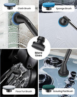 Topmako Electric Spin Scrubber, Upgraded IPX7 Cordless Cleaning Brush for Bathroom Shower, Household Cleaning Scrubber with 7 Brush Heads, Adjustable