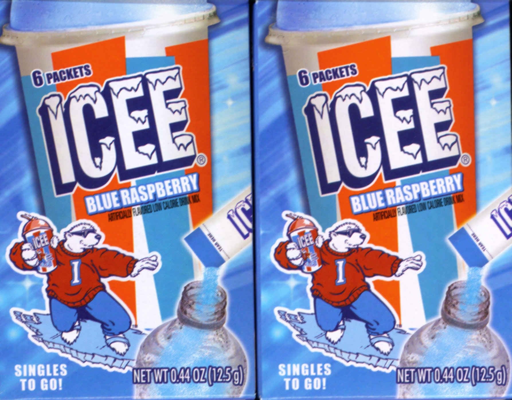 Icee BLUE RASPBERRY Singles to Go (2 Boxes) 6 Packets Each