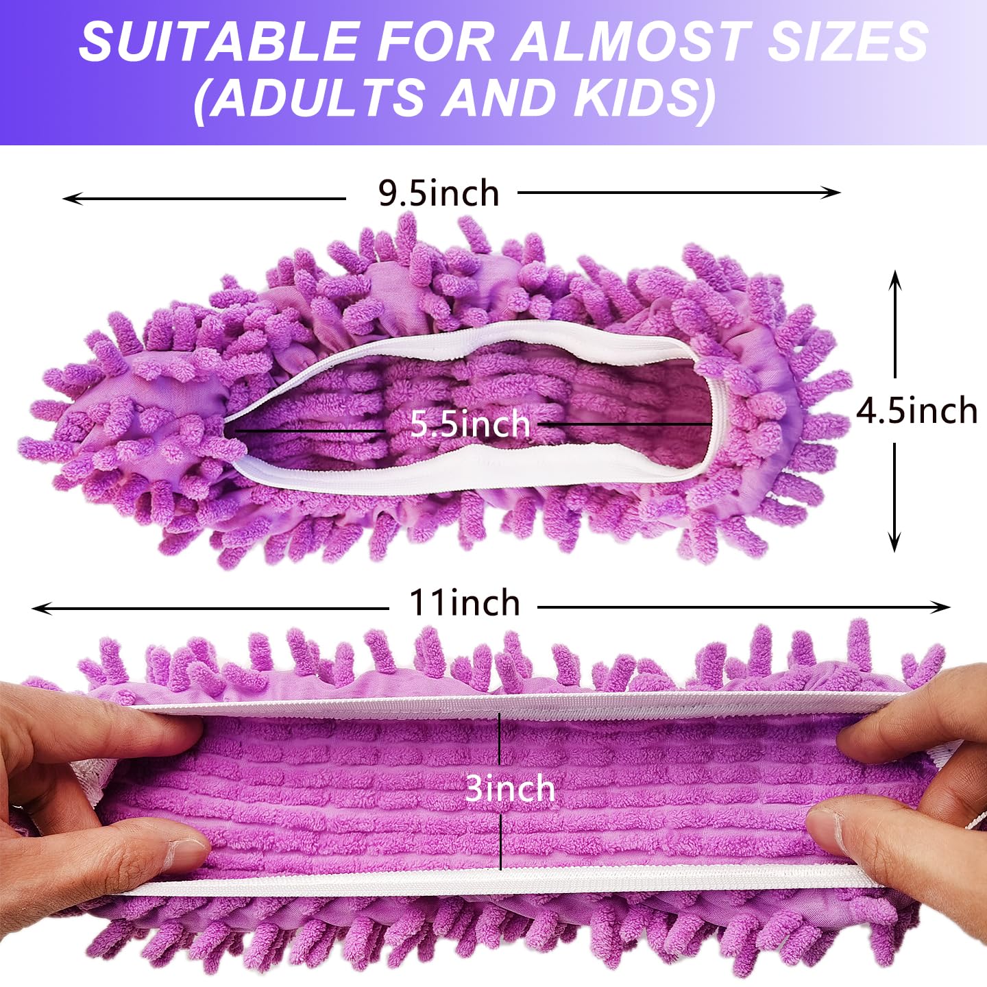 4 Pcs Shoes Cover Dust Duster, Washable Mop Slippers Shoes for Floor Cleaning, Reusable Microfiber Duster Mops for House, Office, Bathroom, Kitchen