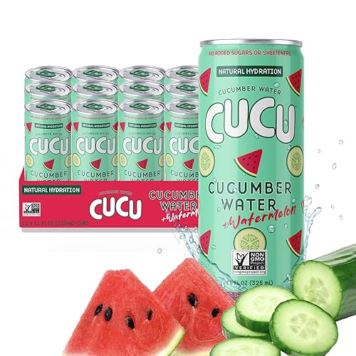 CUCU Pressed Cucumber + Watermelon Water - Real Juice from Fresh Cucumbers and Watermelons with Vitamin C, Electrolytes & Antioxidants - No Sugar