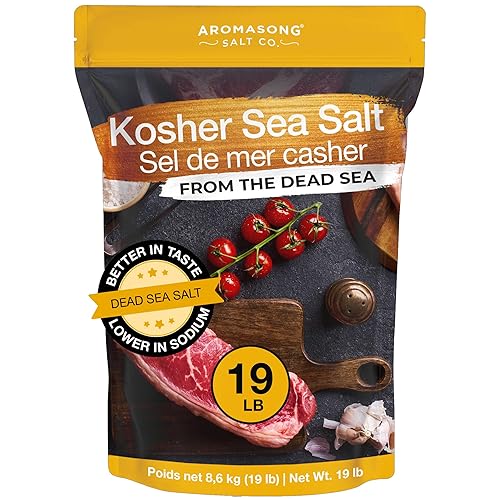 Aromasong 100% Natural Sea Salt from the Dead Sea Food Grade 19 Lb, Kosher Salt Grain, Gluten Free Unrefined, Grinder Refill For Daily Cooking