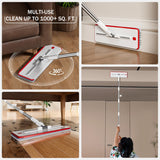 HoMettler Mop and Bucket Set, 3-Tank Flat Mop and Bucket System for Separate Dirty & Clean Water, 65" Mops for Floor Cleaning with 4 Washable Pads
