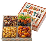 Broadway Basketeers Happy Birthday Dried Fruit and Nuts Gift Basket - Gourmet Dried Fruits And Nuts Snack Assortment - Happy Birthday Gift Basket