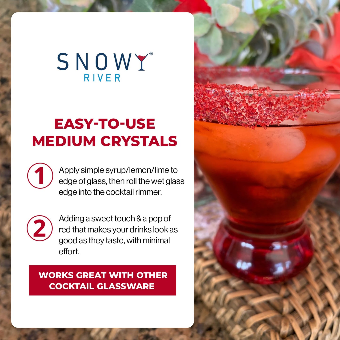 Snowy River Red Cocktail Salt, Naturally Colored Margarita Salt, Salt to Rim Glasses, Red Kosher Salt, Pretzel Salt (5lb)
