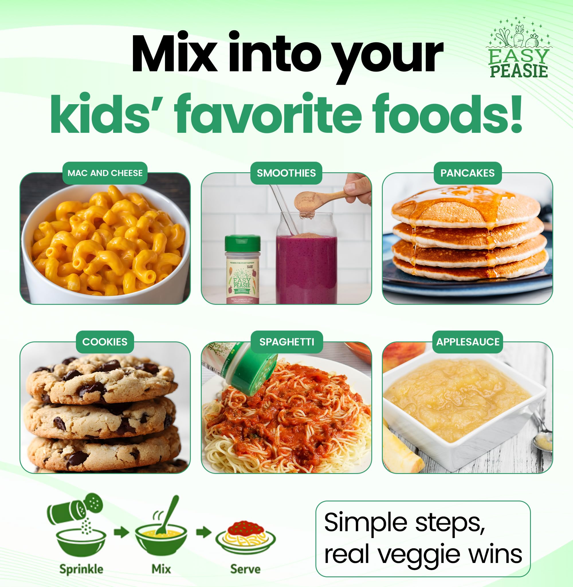 Easy Peasie Veggie Powder | Created by a Pediatrician | 3-Pack, Ages 2+