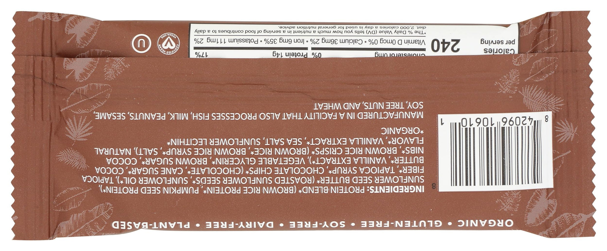 ALOHA Organic Plant-Based Protein bar, Chocolate Chip Cookie Dough, 1.98 Oz
