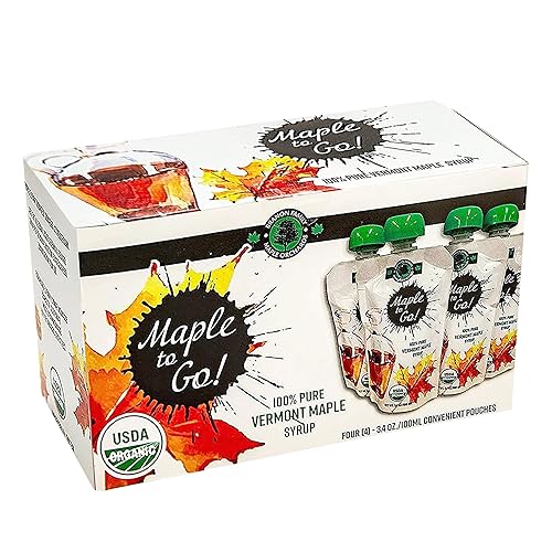 Maple to Go! - Pure Organic Vermont Maple Syrup Packets - Small Maple Syrup Bottles with Resealable Twist Cap| Ideal for Hiking, Camping, Traveling