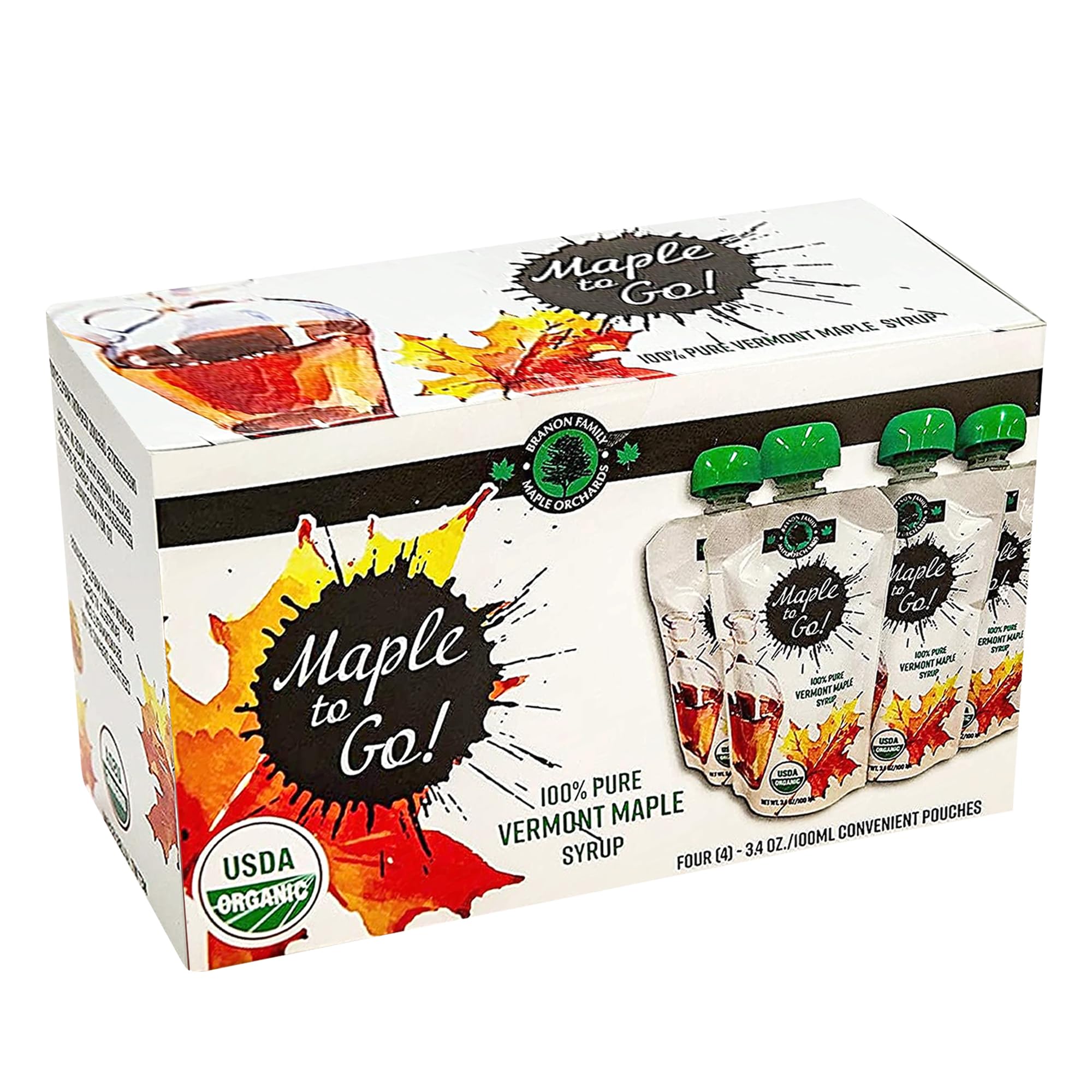 Maple to Go! - Pure Organic Vermont Maple Syrup Packets - Small Maple Syrup Bottles with Resealable Twist Cap| Ideal for Hiking, Camping, Traveling