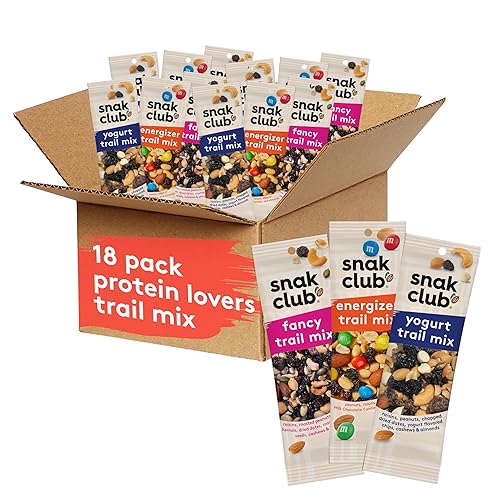 Snak Club Trail Mix Variety Pack, Grab-n-Run Protein Snacks, Includes Energizer Trail Mix, Yogurt, and Fancy, Nut and Fruit Assortment, 18 Individual