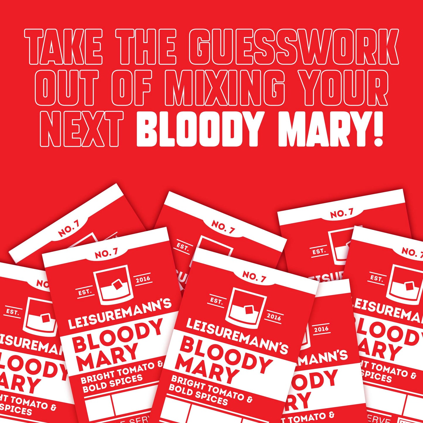 Leisuremann's Bloody Mary Single Serve Cocktail Mixer - Cocktail or Mocktail Powders Designed to Make Happy Hour Easier - All Natural - Travel Ready