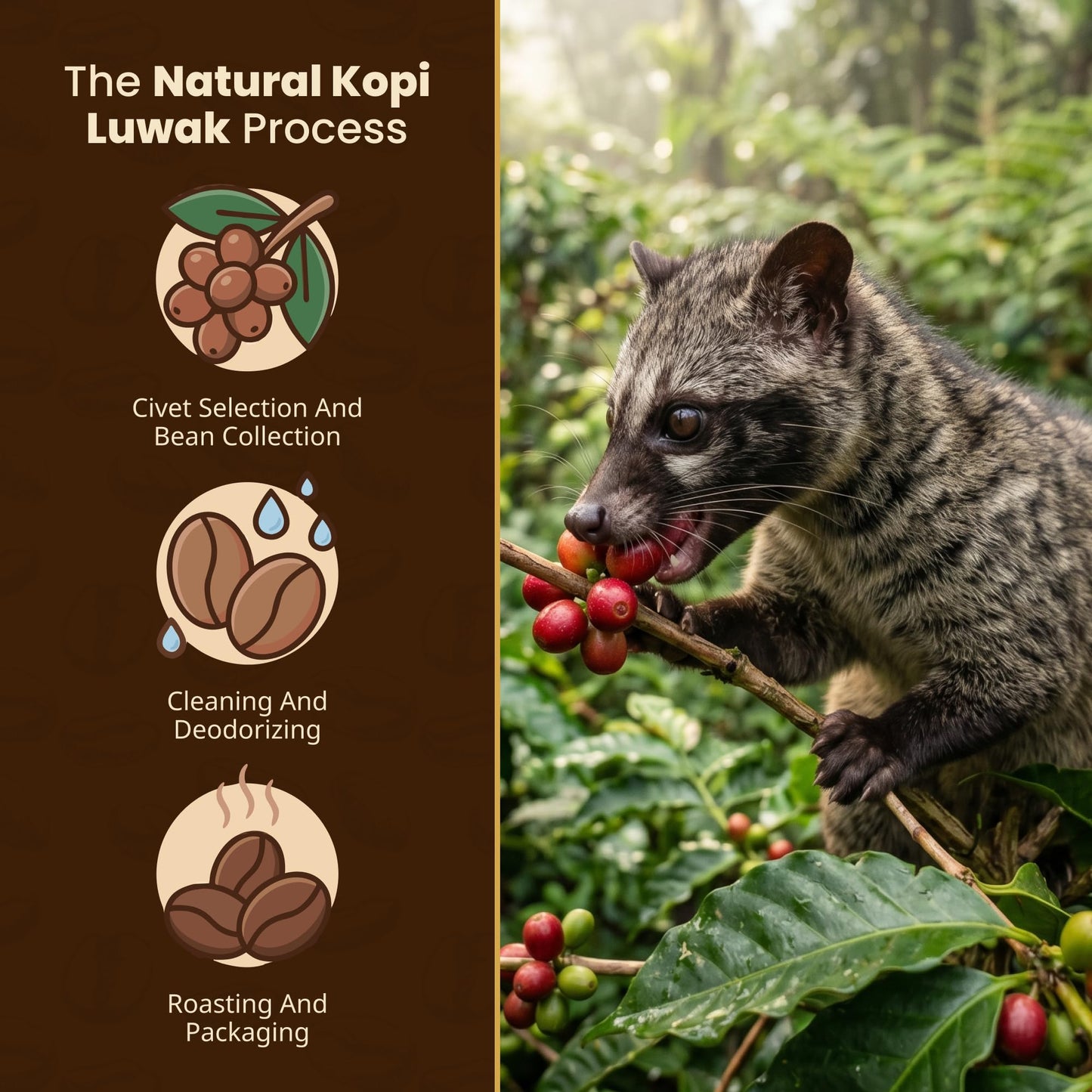 Gate to Nature Wild Kopi Luwak Whole Beans (1kg), Civet coffee luxury Kopi Luwak Coffee Gifts - Sourced from the best regions of Vietnam Ethically