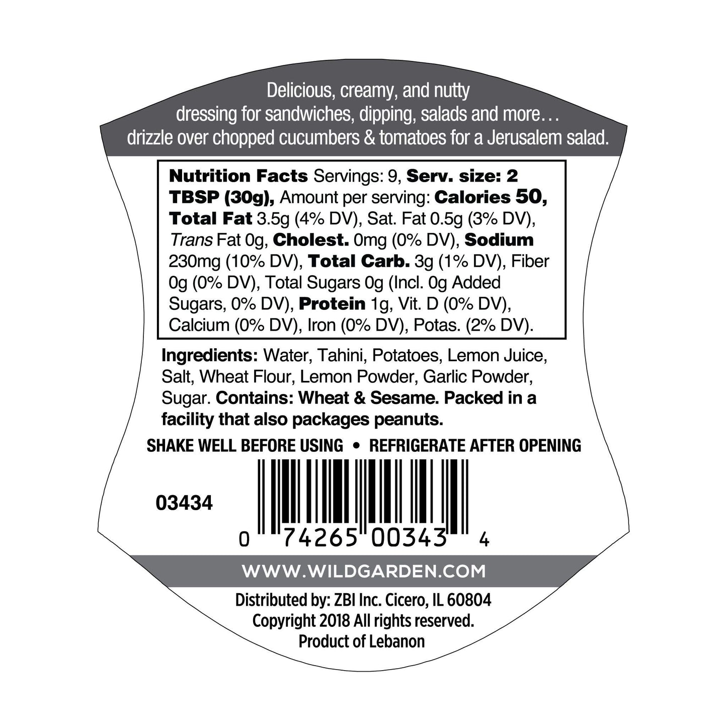 Wild Garden Tahini Sauce & Dressing, Easy Squeeze Bottle. Great on Falafel, Sandwiches, Salads, and Mores! 9.9 oz