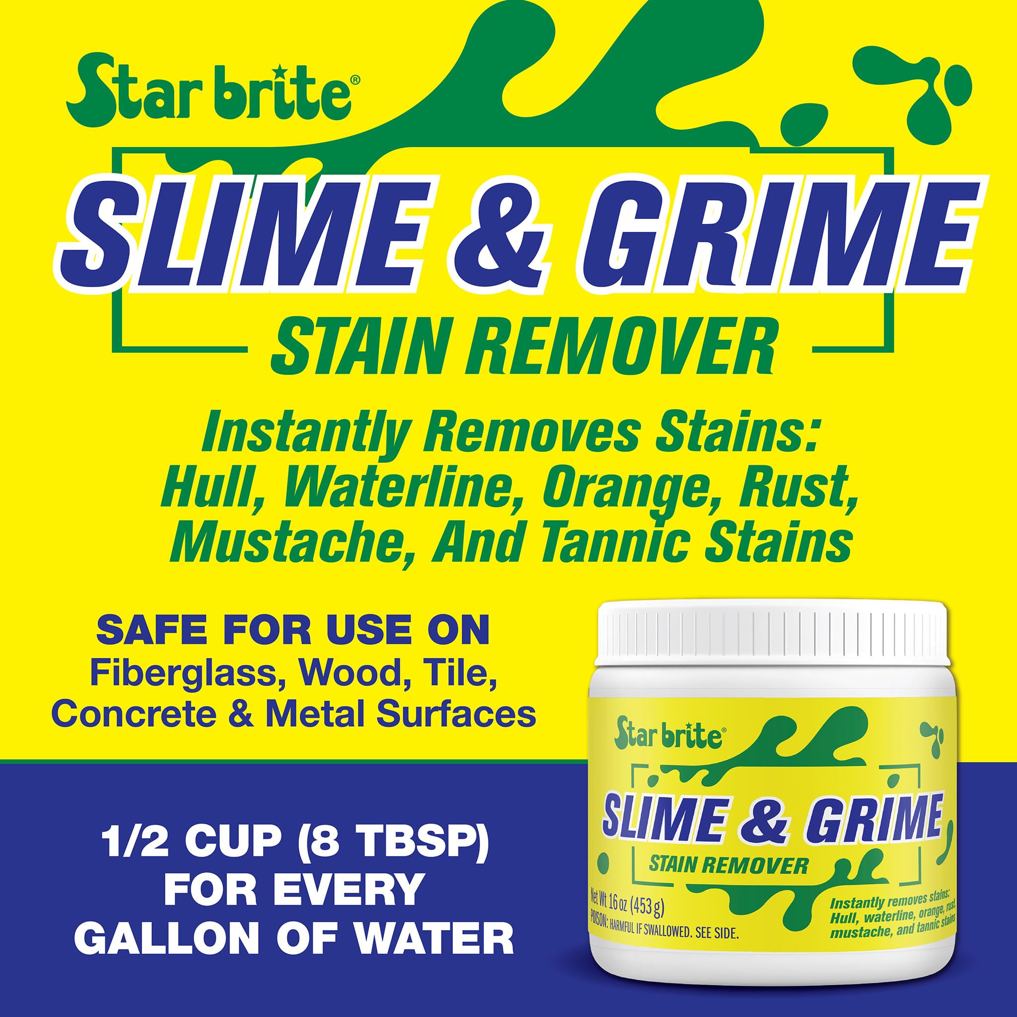 STAR BRITE Stain Remover Concentrate - Makes 5 Gallons - Removes Tarnish, Rust, and Tough Stains on Fiberglass, Metal, Wood, Cement, Tile, Decks
