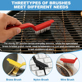 JiedHiur 11Pcs V-Shaped Grout Cleaning Brush Set, with Stiff Bristles Crevice Cleaning Brush and Steel Scraper, Deep Cleaning Supplies for Cleaning