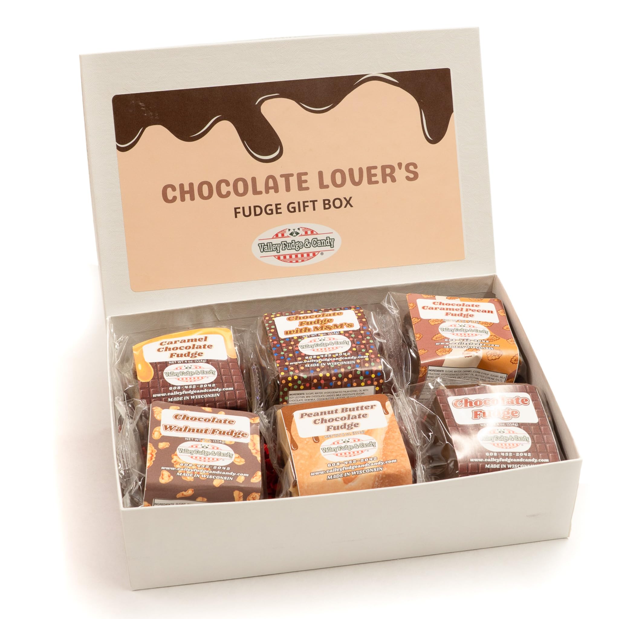 Valley Fudge, Chocolate Lover’s Gift Box, Fresh Artisan Fudge, Real Butter, Bulk Gourmet Candy, Individually Wrapped, Birthday, Thank You