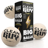Clean Guy Wool Dryer Balls XL 3-Pack- Natural Fabric Softener, Reusable Laundry Dryer Balls -Reduce Drying Time, Static & Wrinkles- Hypoallergenic
