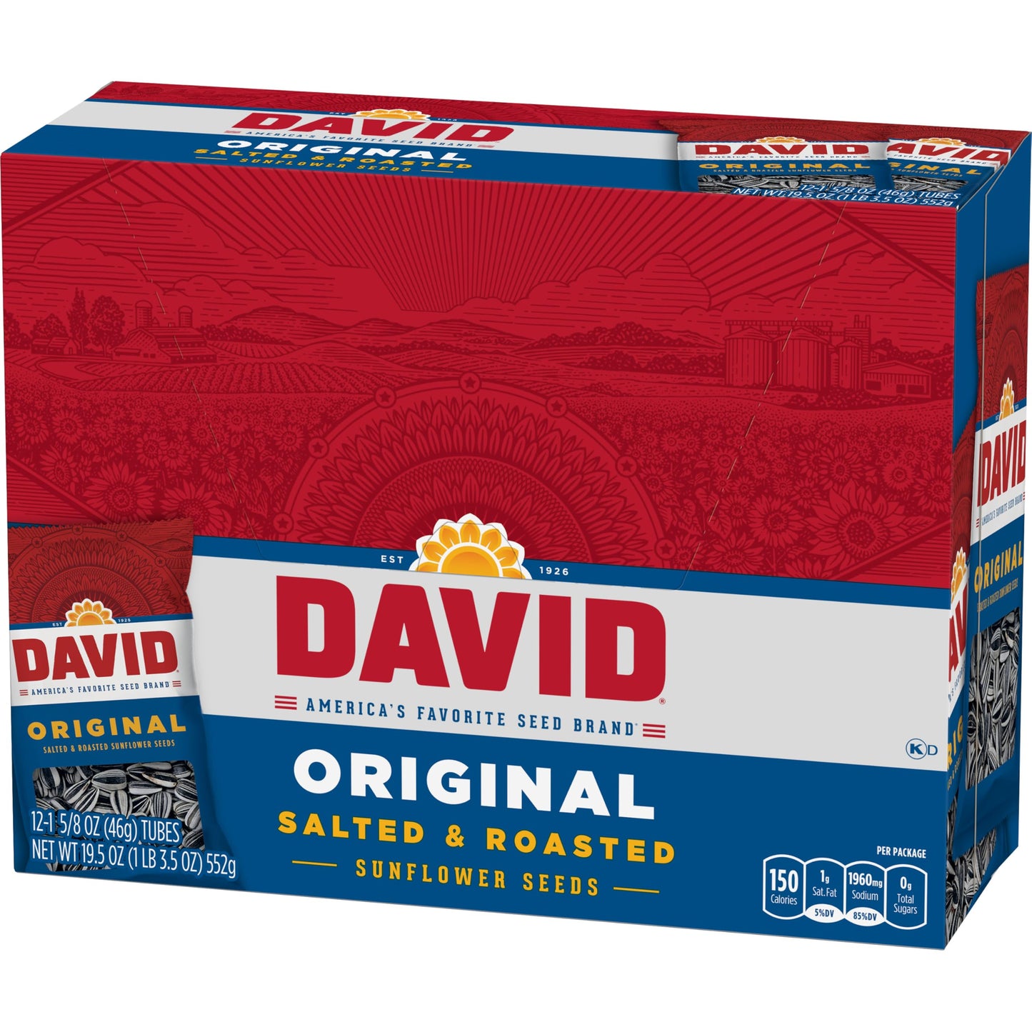 DAVID Sunflower Seeds, Original Flavor, 1.625 oz. (Pack of 12)