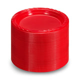 Munfix 100 Red Plastic Plates Set - 9 Inch Disposable Dinner Plates Bulk Pack, for Party, BBQ, Picnic, Parties, Travel and Events, Microwavable