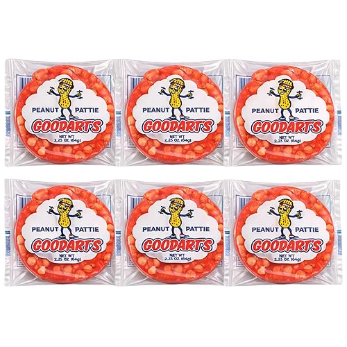 Goodart's 6-Pack Toffee Peanuts 2.25 Oz - Toffee Nuts, Sweet Nuts, Peanut Patties, Peanut Butter Bars Candy, Salted Nut Roll Candy Bars - Delicious