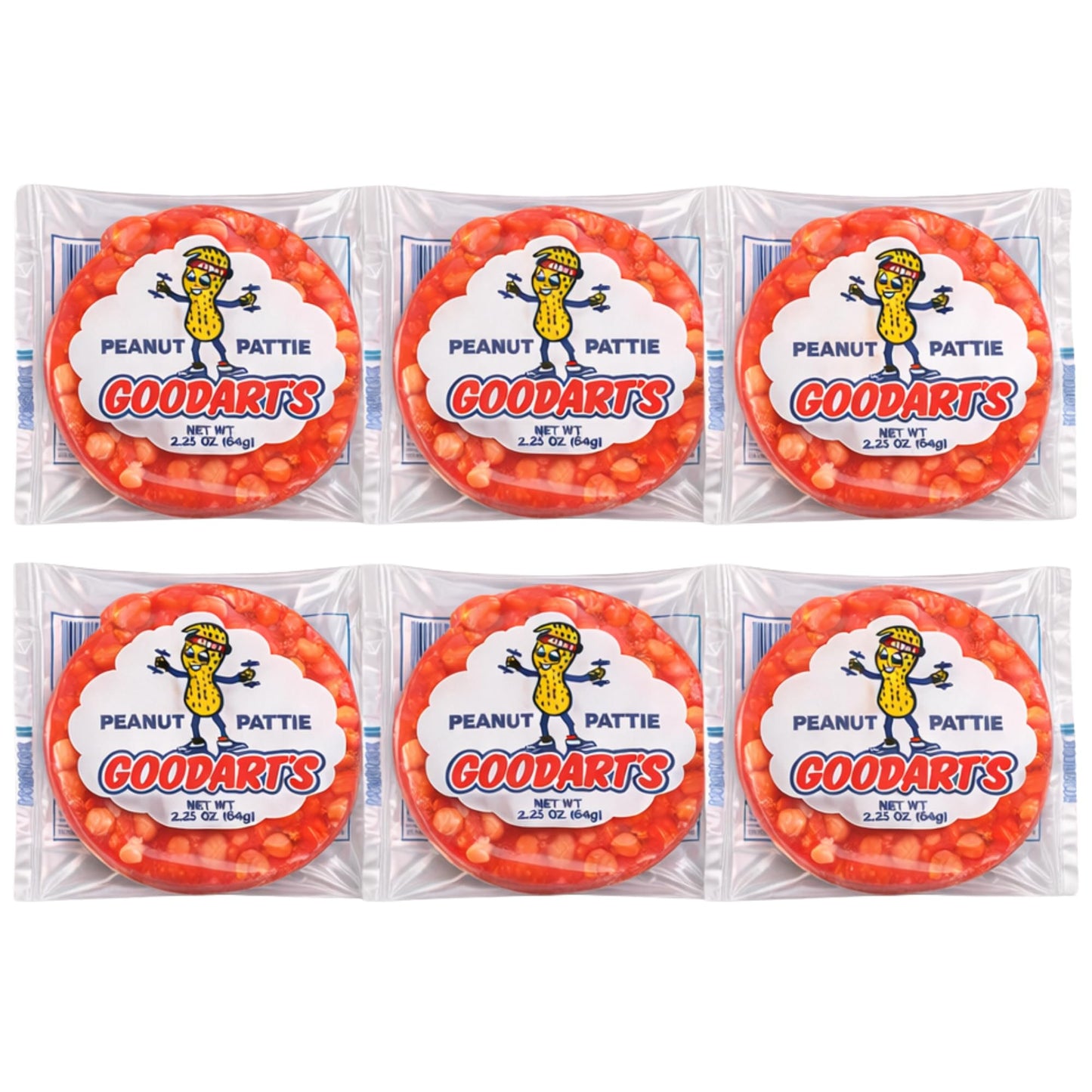 Goodart's 6-Pack Toffee Peanuts 2.25 Oz - Toffee Nuts, Sweet Nuts, Peanut Patties, Peanut Butter Bars Candy, Salted Nut Roll Candy Bars - Delicious