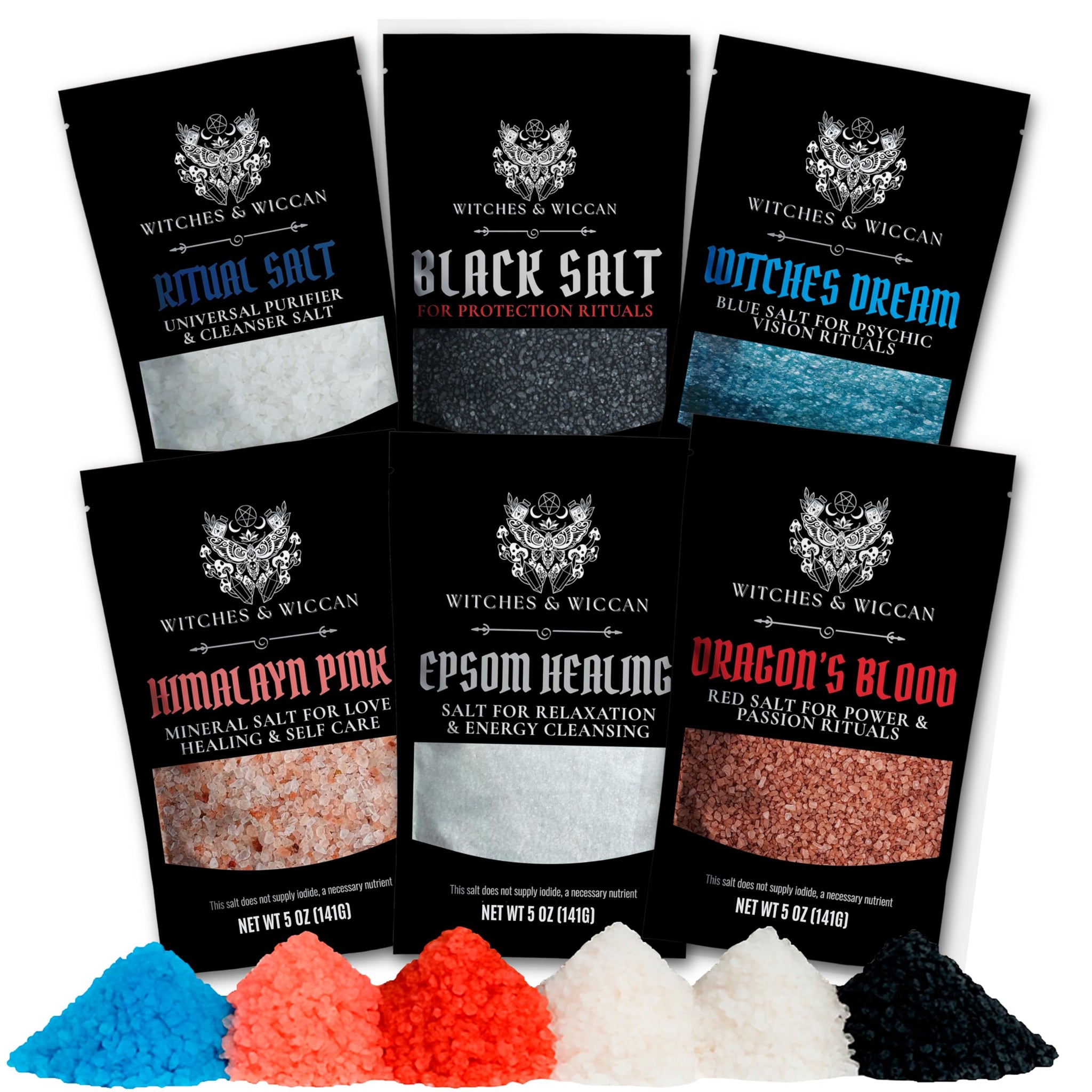 Ritual Salt Starter Collection Pack for Ceremony and Spell - Handcrafted Negative Energy Protection Crystals for Witchcraft Supplies - Witches