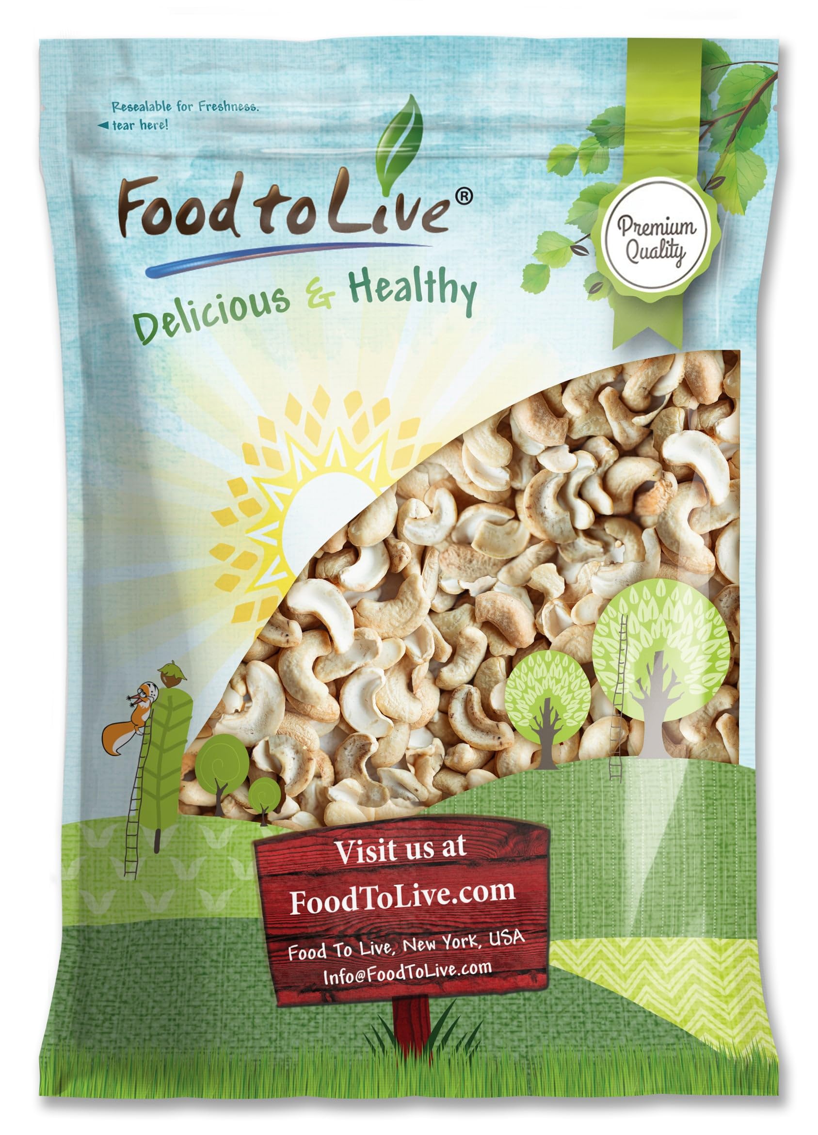 Food to Live Cashew Pieces, 7 Pounds - Kosher, Raw, Vegan, Paleo Friendly, Unsalted, Unroasted, Bulk, Rich in Selenium, Zinc, Magnesium, Proteins