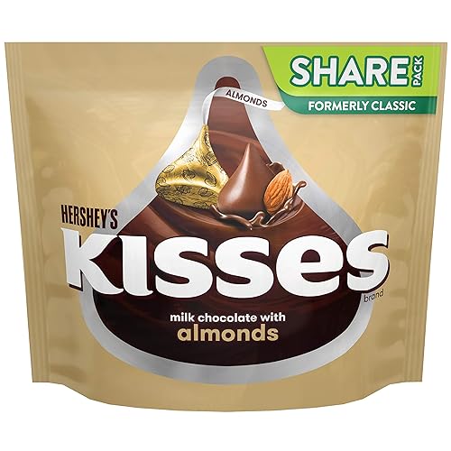 HERSHEY'S KISSES Chocolate Candy with Almonds, 10 oz Bag