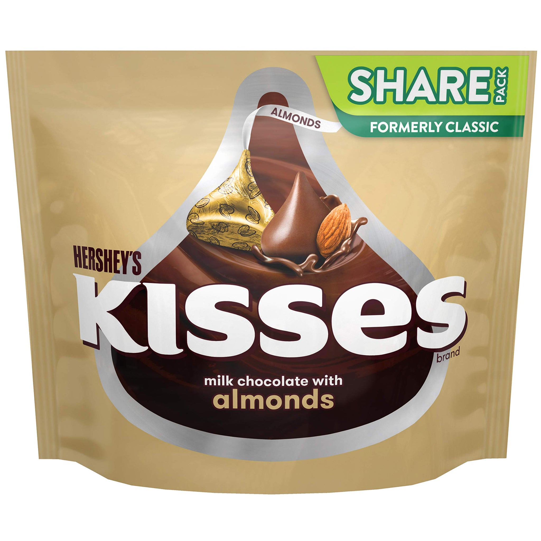 HERSHEY'S KISSES Chocolate Candy with Almonds, 10 oz Bag