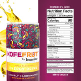 KOFEFRUT by beaniac Caffeinated Energy Drink, Lemon, Lightly Carbonated, Reduced Sugar, 80mg Caffeine, Polyphenols, Antioxidants, Vitamin C, 12 Fl Oz