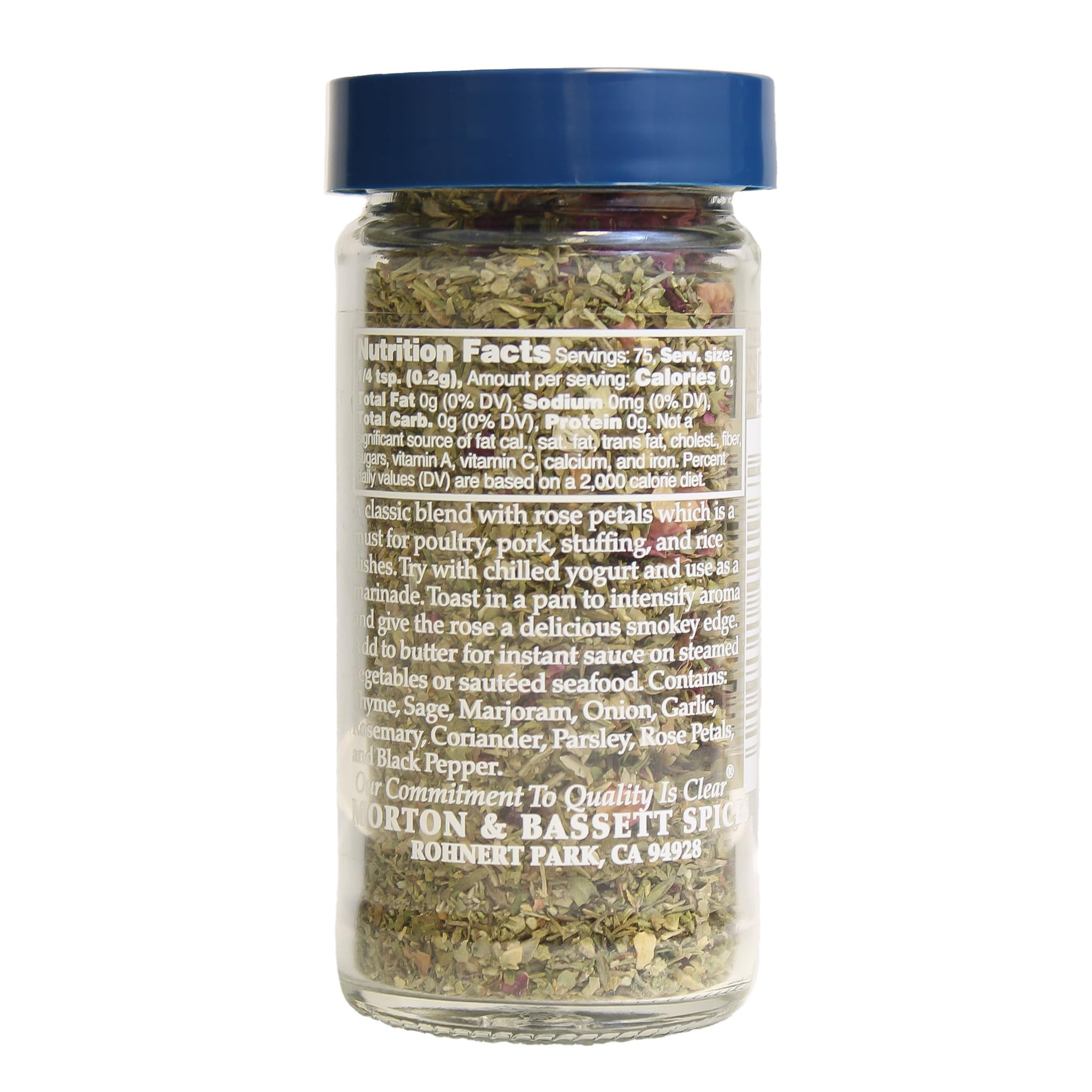 Morton & Bassett Poultry Herbs with Rose, 0.5 oz - Salt-Free, Non-GMO, Herb Blend for Chicken, Turkey & Stuffing
