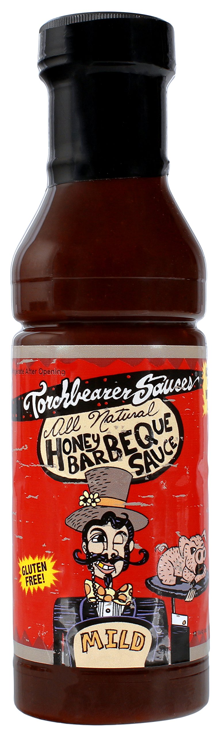 Torchbearer Sauces All Natural Honey BBQ Sauce, 12 ounces - Mild - All Natural, Vegan, Extract-Free, Made in USA