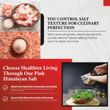 Malka Pink Salt Grinder Manual Bundle - Coarse Pre-filled Himalayan Pink Salt Grinders - Adjustable Glass Salt Grinders - Himalayan Salt Grinder