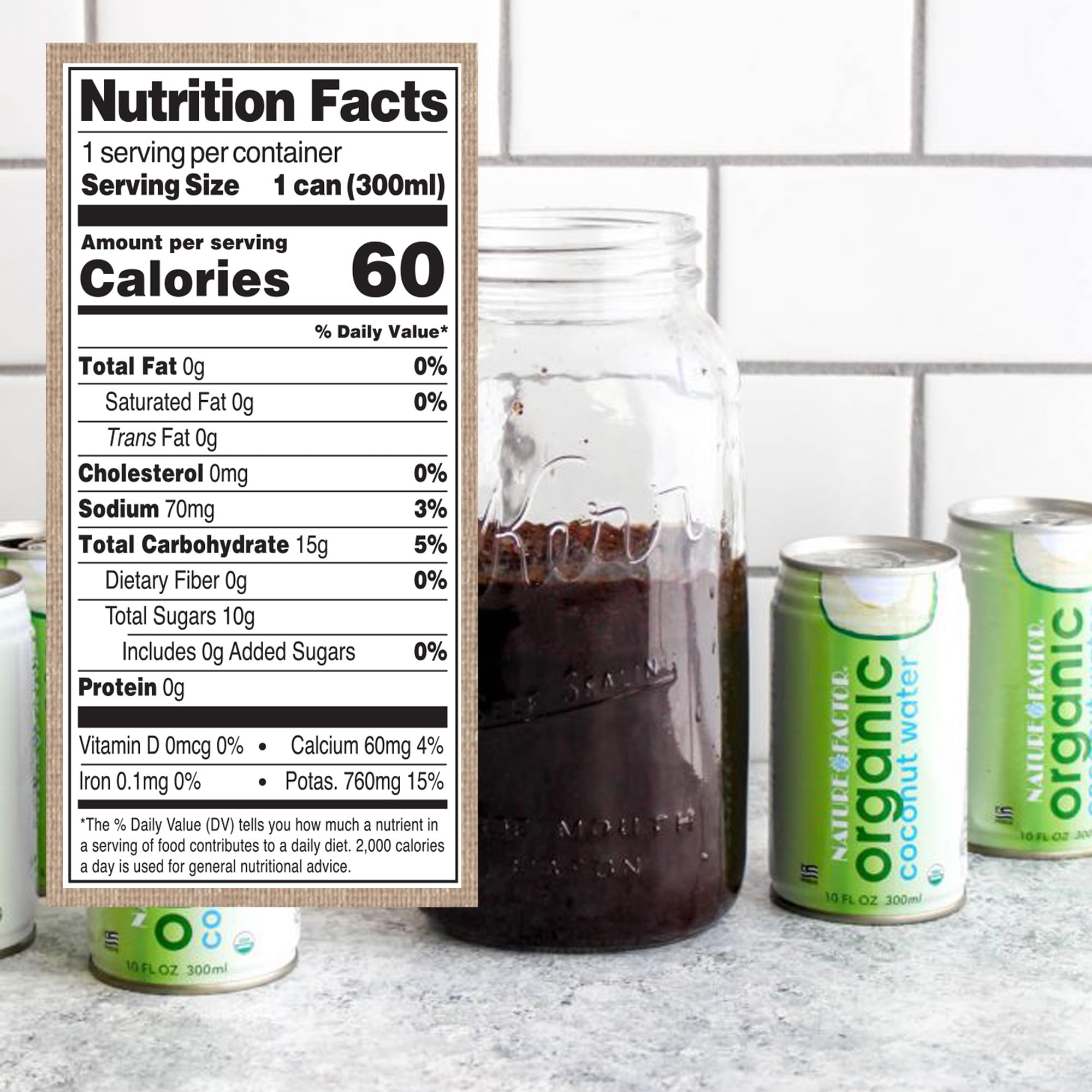 Nature Factor Organic Coconut Water - Pure Pressed Coconut Water, Organic Electrolytes - 10 Fl Oz (Pack of 12)