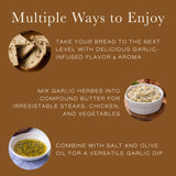 Roasted & Black Garlic Herbs Mix - Salt-Free with Rosemary - for Artisan French Bread, Pita, and Naan | Savory Compound Butter & Olive Oil Dip |