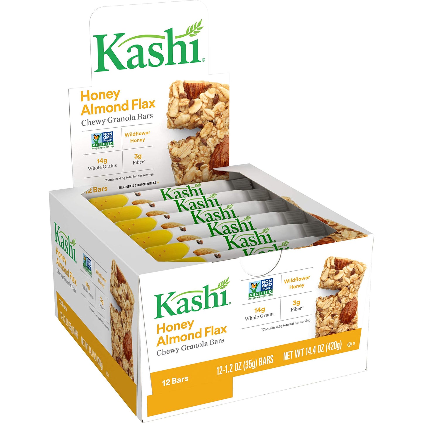 Kashi, Chewy Granola Bars, Honey Almond Flax, Non-GMO Project Verified, 14.4 oz (Pack of 6)