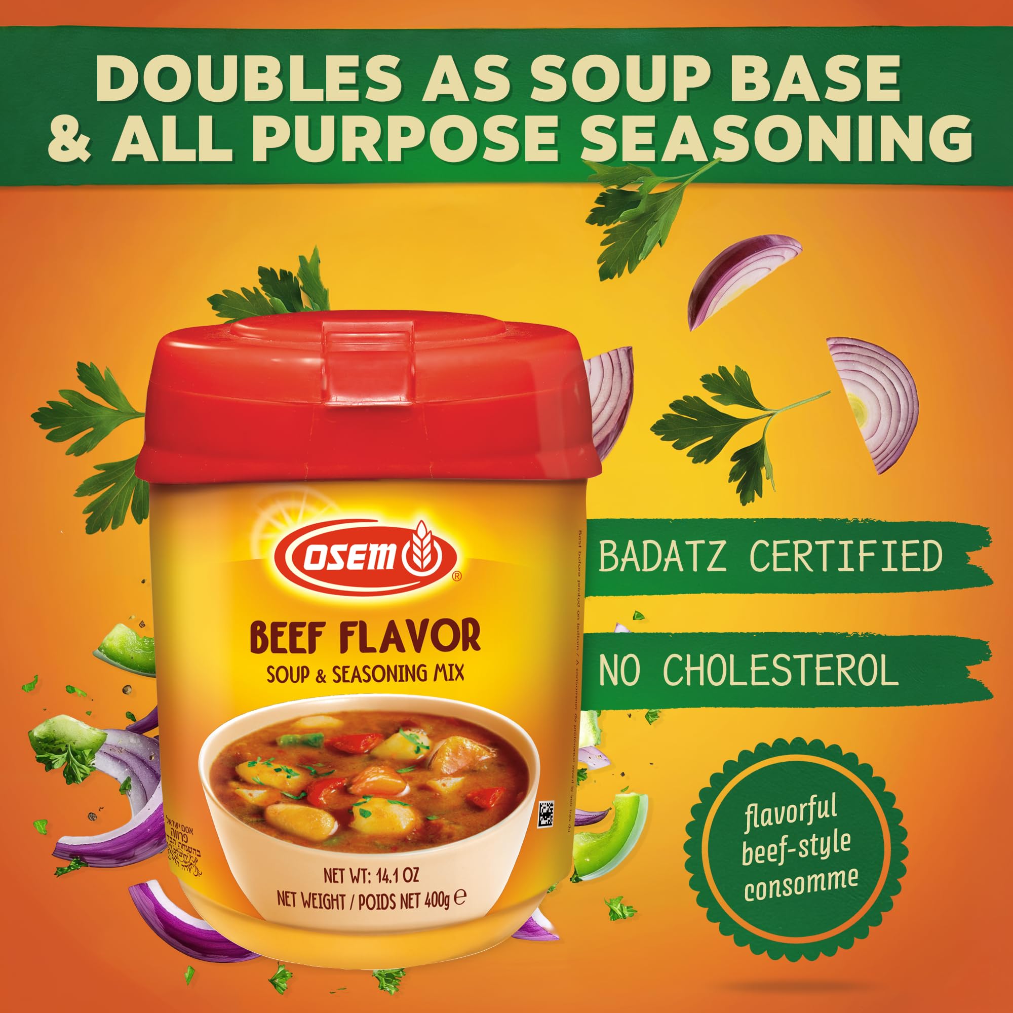 Osem Beef Flavored Soup & Seasoning Mix - Powder Broth Base, Perfect for Soups, Sauces, Stews, Rice, Gravy, and More , Rich Savory Flavor Enhancer