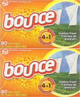 Bounce Fabric Softener Sheets, Outdoor Fresh Scent, 80 Sheets (Pack of 2)