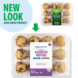 Amazon Grocery, Mini Assorted Blueberry & Chocolate Chip Muffins, 10.3 Oz, 12 Ct, Frozen
